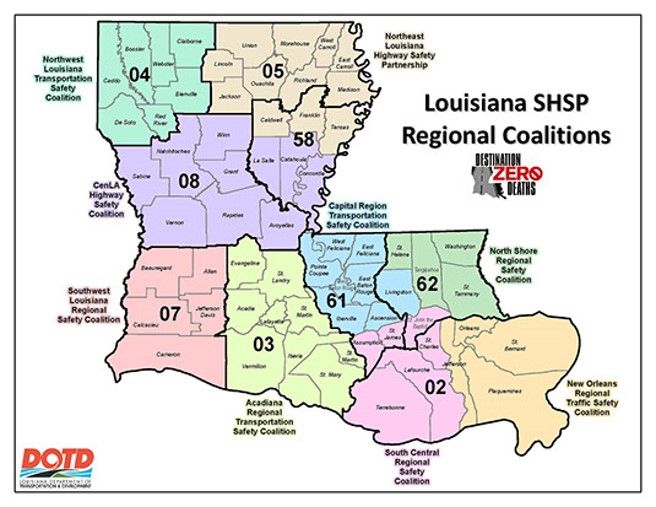Northwest Louisiana Transportation Safety Coalition map